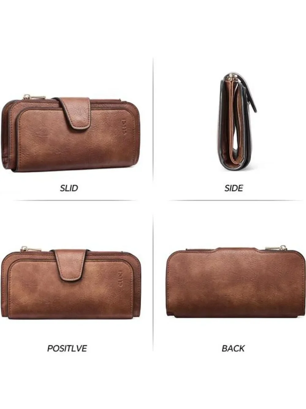 Womens Wallet RFID PU Leather Bifold Clutch Card Holder Trifold Wallet Purse